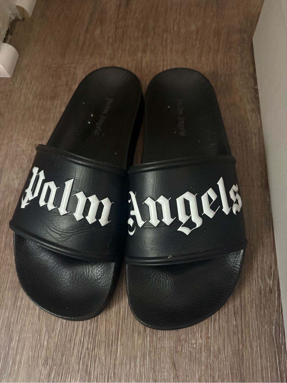 Palm Angels Black and White Slide Sandals Box
